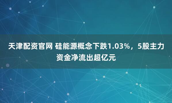天津配资官网 硅能源概念下跌1.03%，5股主力资金净流出超亿元